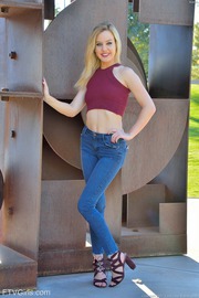 Pretty Blonde Teen Kami Flashes Her Tits In The Park