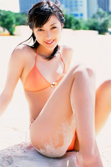 Skinny Asian On Her Orange Bikini