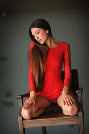 Saju A is bewitching in a sexy red lace dress that skims her thighs