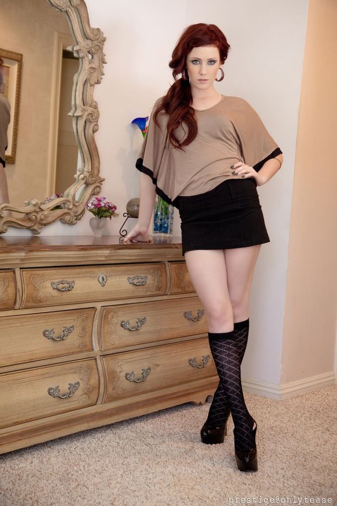 Sexy Redhead In Black Socks 03
